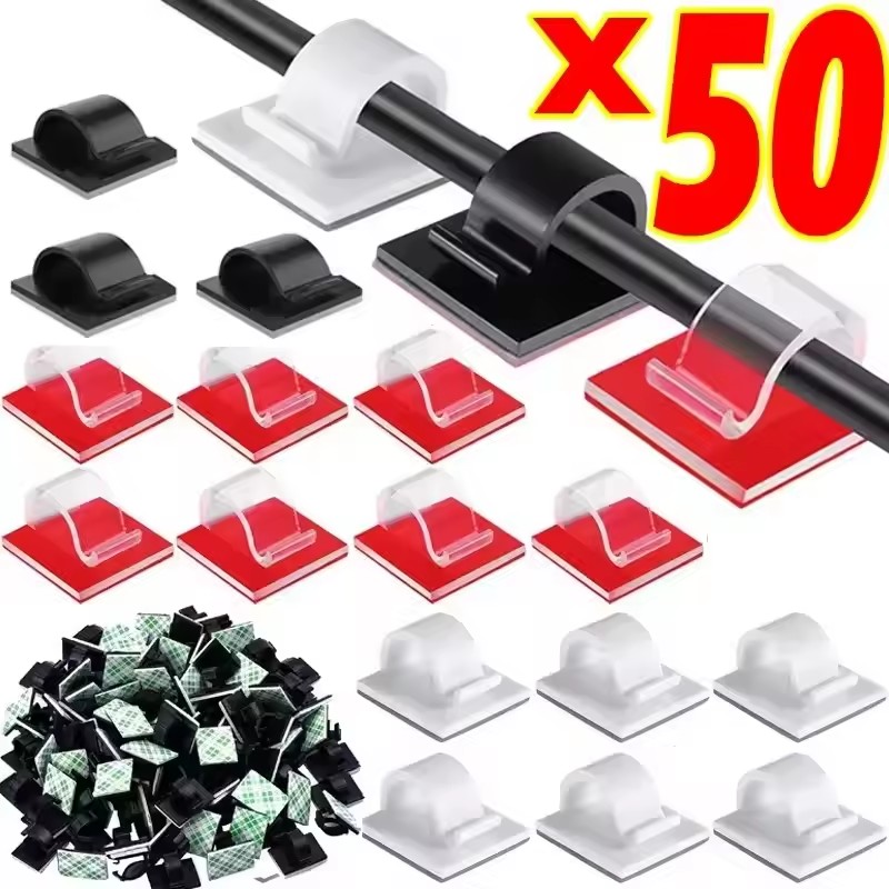 Cable Staple Clip - 50 szt. Samoprzylepne klipsy do kabli